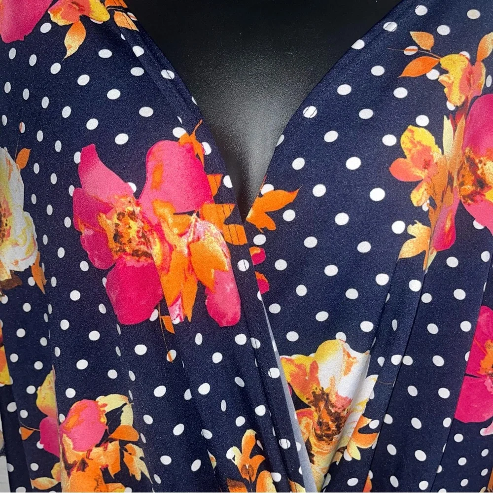 Polka Dot Wrap Top with flutter sleeves - Picture 6 of 10